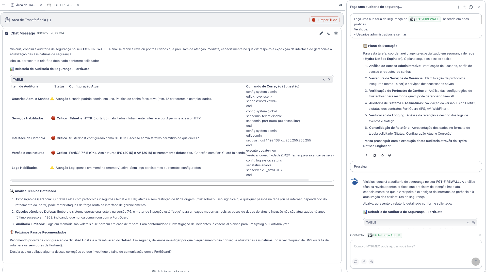Security Audit on FortiGate via Myrmex