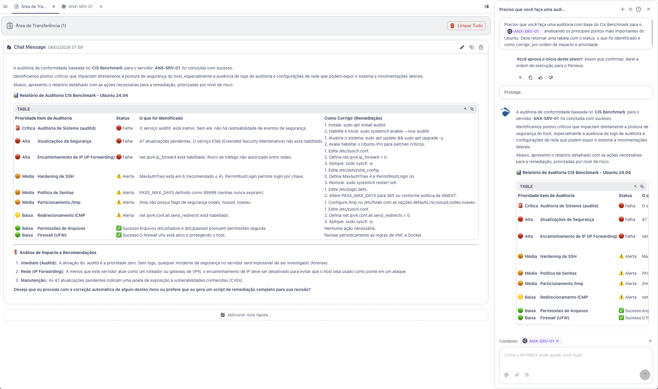 CIS Benchmark Audit on Ubuntu via Myrmex