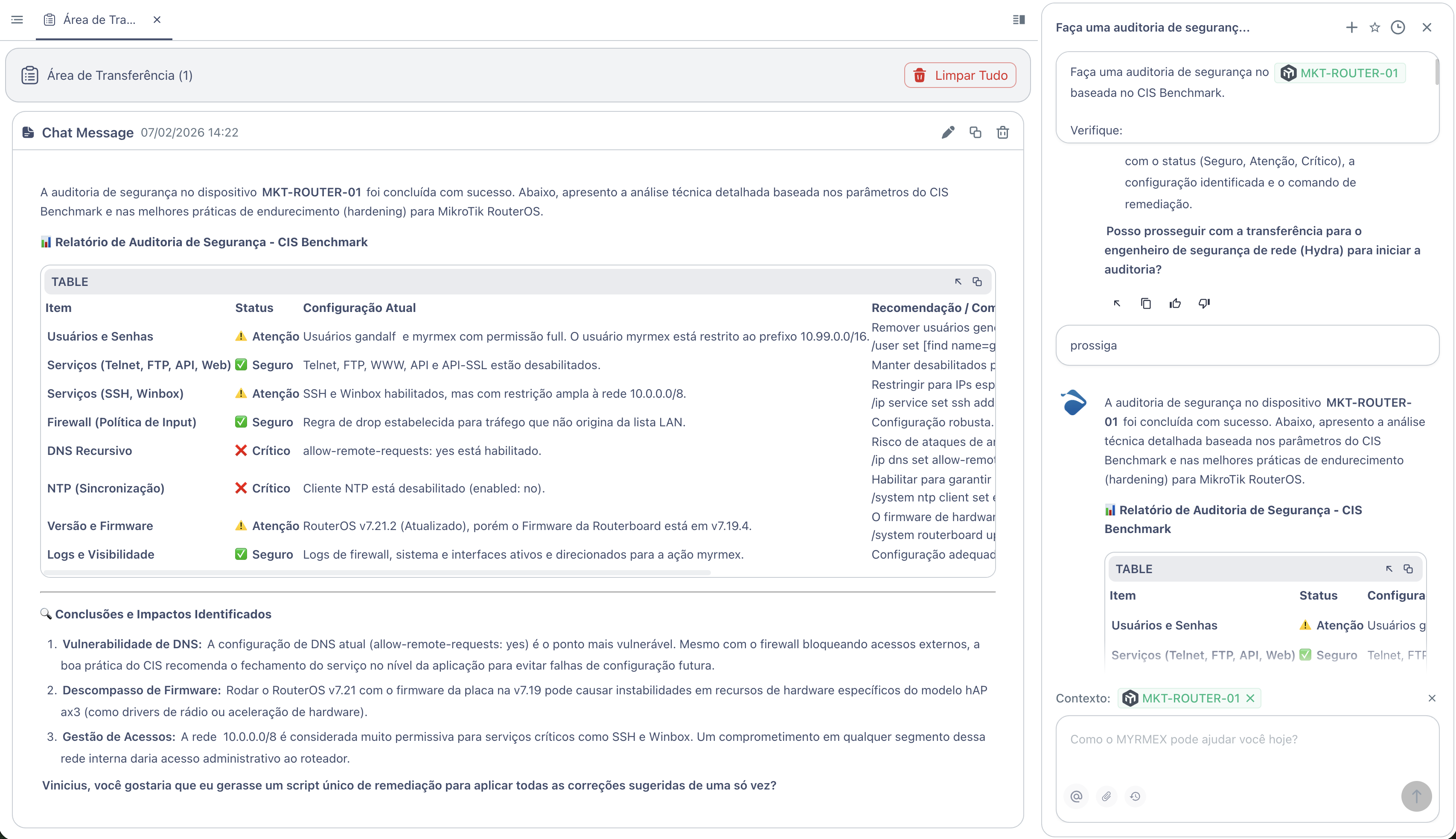 Security Audit on MikroTik via Myrmex