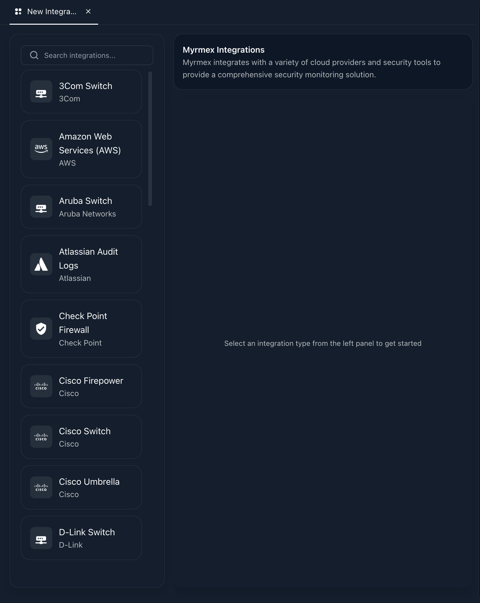 Integrations Registration Screen